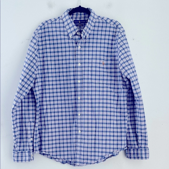 Polo Ralph Lauren Slim Stretch Oxford plaid long sleeve button up dress shirt XL - Picture 1 of 7